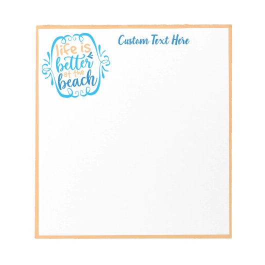 Het leven is beter bij het Beach Quote Blue beige Notitieblok (Voorkant)