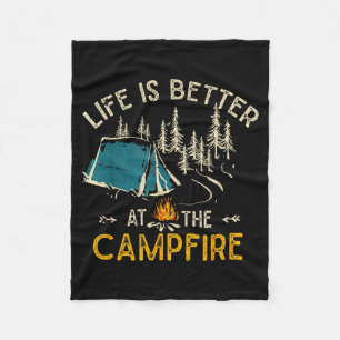 Het leven is beter bij het kampvuur, leuke camper fleece deken