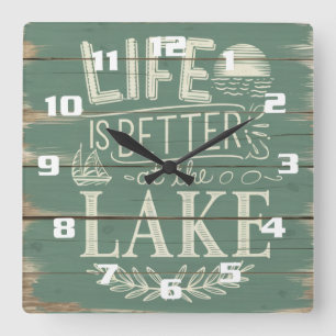 Het leven is beter bij het Lake Nautical Inspired Vierkante Klok