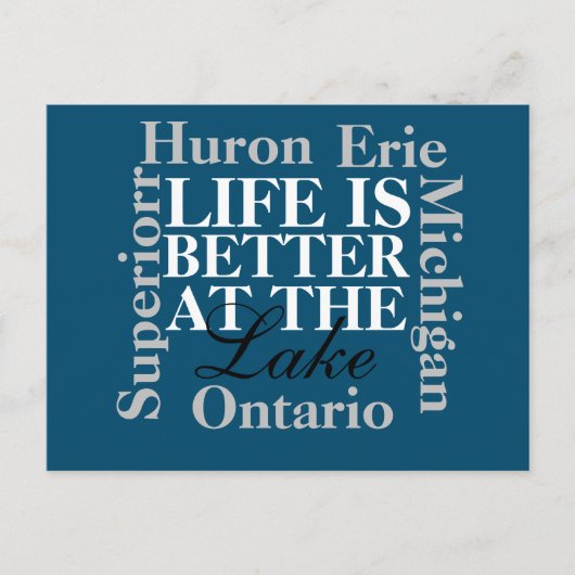 Het leven is beter bij het meer briefkaart (Voorkant)