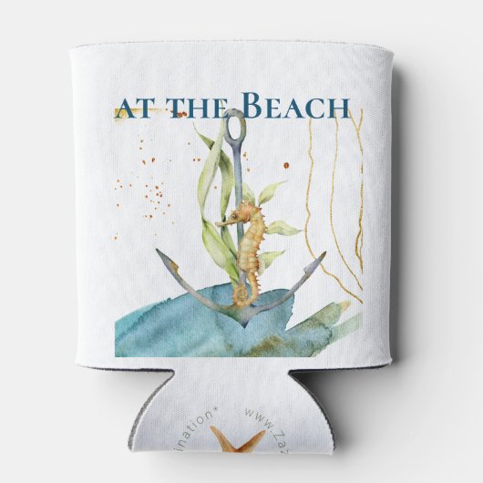 Het leven is beter bij het strand / het zeepaardje blikjeskoeler (Achterkant)