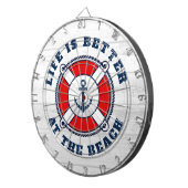 Het leven is beter bij het strand nautische ankerb dartbord (Voorkant Rechts)