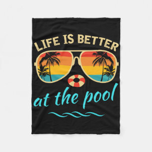 Het leven is beter bij het zwembad Zomer vakantie Fleece Deken