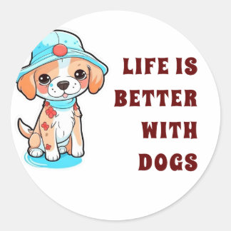 het leven is beter bij honden ronde sticker
