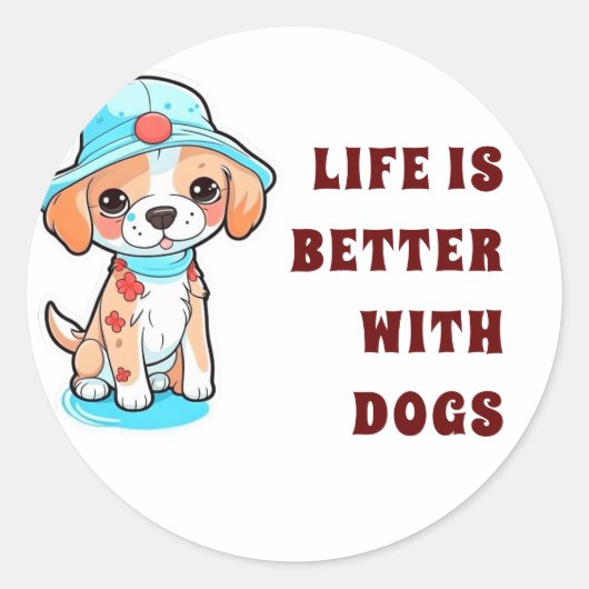 het leven is beter bij honden ronde sticker (Voorkant)