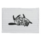 Het leven is beter bij katten | Fun Typografie Kussensloop (Achterkant)