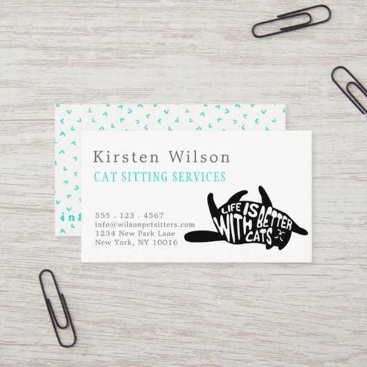 Het leven is beter bij katten | Zitten van katten Visitekaartje (Voorkant / Achterkant in situ)