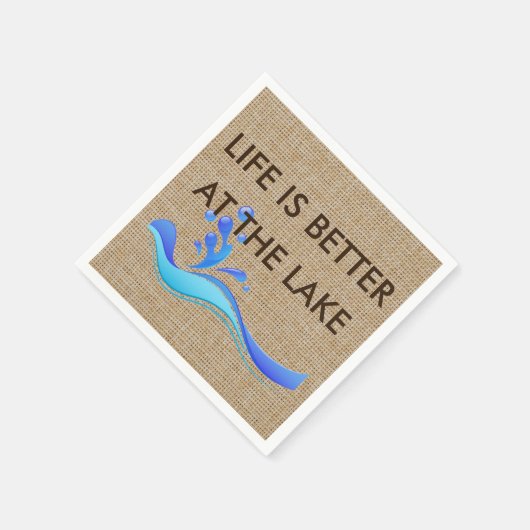 Het leven is beter bij Lake Burlap Napkins Servetten (Hoek)