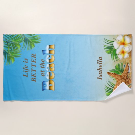 Het leven is beter bij 🏝 strandlaken (Voorkant)