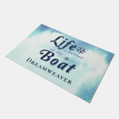 Het leven is beter blauw-boot welkom deurmat (Schuin)