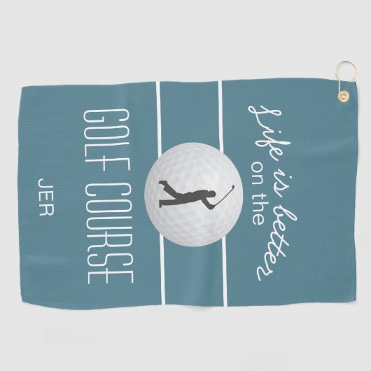 Het leven is beter Golfing Quote Initialen Turquoi Golfhanddoek (Horizontaal)