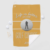Het leven is beter Goudcitaat Initialen Geel Golfhanddoek (Insitu)
