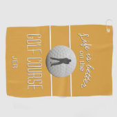 Het leven is beter Goudcitaat Initialen Geel Golfhanddoek (Horizontaal)