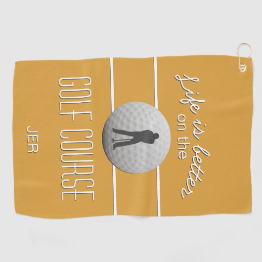 Het leven is beter Goudcitaat Initialen Geel Golfhanddoek (Horizontaal)