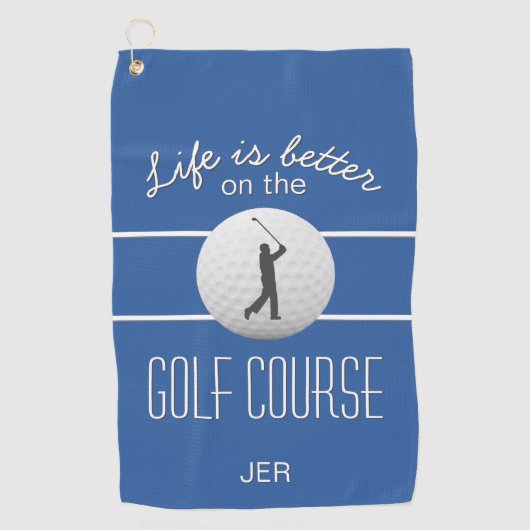 Het leven is beter het Golfing Quote Initialen Roy Golfhanddoek (Voorkant)