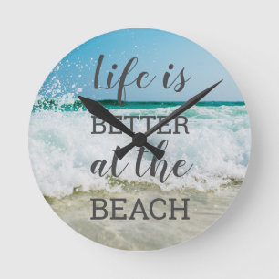 Het leven is beter in Beach Photo Typography Ronde Klok