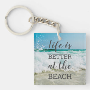 Het leven is beter in de Beach Photo Typografie Sleutelhanger