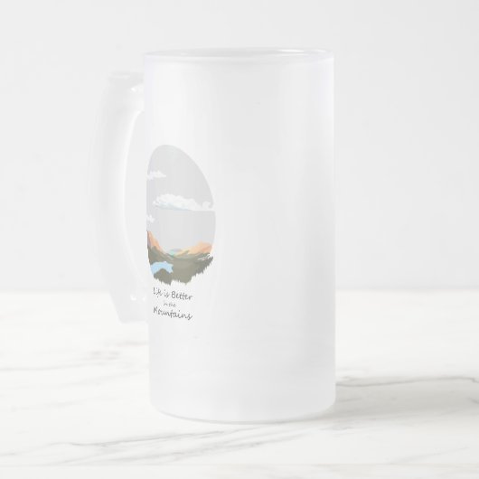 Het leven is beter in de berg matglas bierpul (Voorkant links)