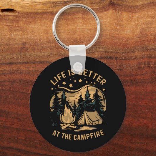 Het leven is beter in de Camper Camper Camp Campin Sleutelhanger (Voorkant)