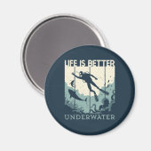 Het leven is beter in de duikduver onder water magneet (Voorkant / Achterkant)