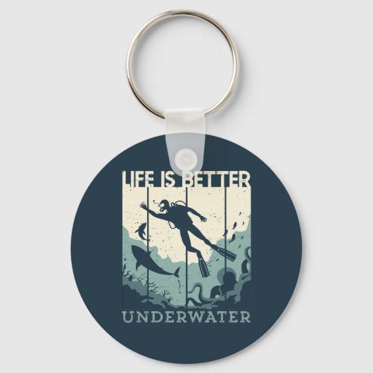 Het leven is beter in de duikduver onder water sleutelhanger (Voorkant)