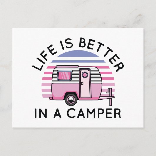 Het leven is beter in een Camper Briefkaart (Voorkant)