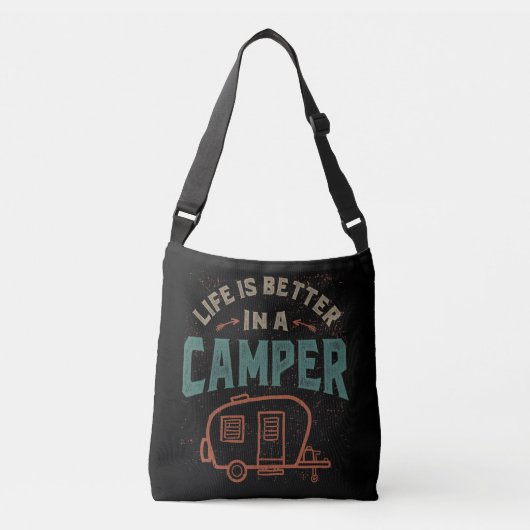 Het leven is beter in een Camper Crossbody Tas (Voorkant)