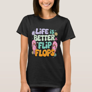 Het Leven Is Beter In Flip Flops Retro Zomer Stran T-shirt