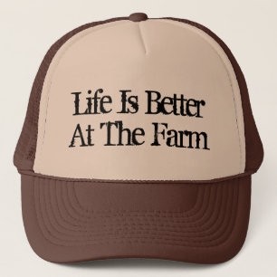 Het leven is beter in het boerderij grappig bruin trucker pet