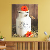 Het leven is beter in het land Citaat met Melk Kan Canvas Afdruk (Insitu (Woonkamer))