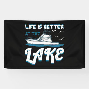 Het leven is beter in het meer - Pontoon Boat Gift Spandoek