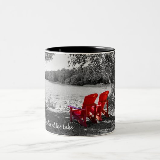 Het leven is beter in het meer tweekleurige koffiemok (Center)