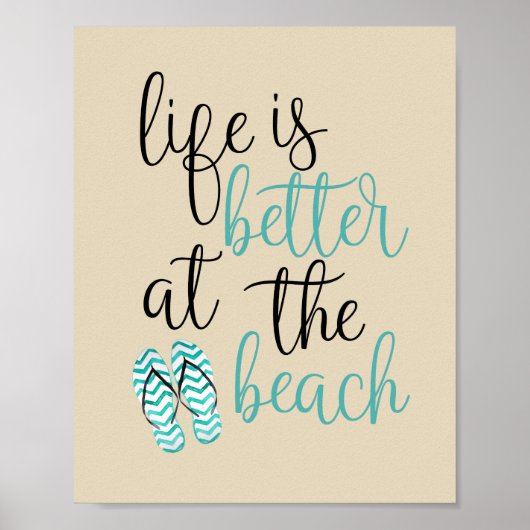 Het leven is beter in het Poster van de strand Tee (Voorkant)