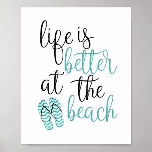 Het leven is beter in het Poster van de strand Tee