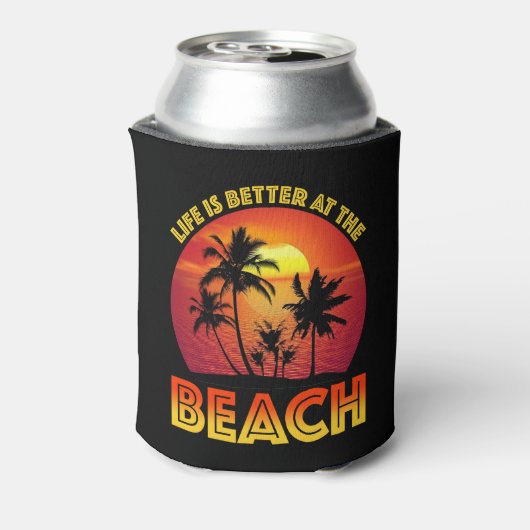 Het leven is beter in het strand blikjeskoeler (Blikje Achterkant)