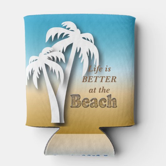 Het leven is beter in het strand blikjeskoeler (Achterkant)