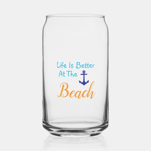 Het leven is beter in het strand blikvorm glas (Voorkant)