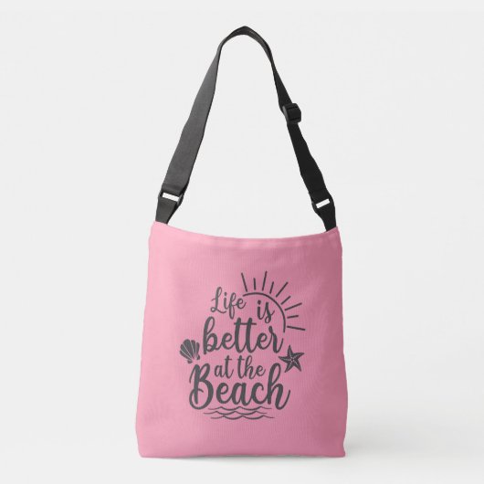 Het leven is beter in het strand crossbody tas (Voorkant)