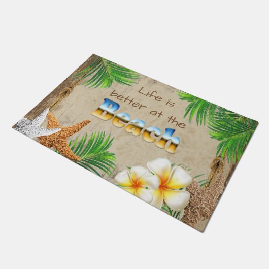 Het leven is beter in het strand deurmat (Schuin)