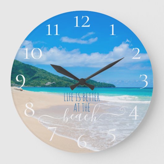 Het leven is beter in het strand  grote klok (Voorkant)