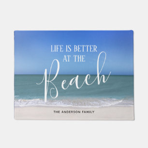 Het leven is beter in het strand Mooie foto Deurmat
