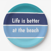 Het leven is beter in het strand papieren bordje (Voorkant)