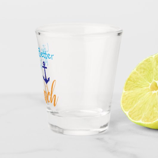 Het leven is beter in het strand shot glas (Rechts)