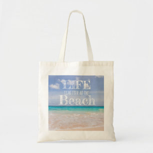 Het leven is beter in het strand tote bag