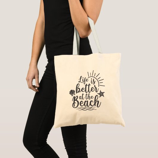 Het leven is beter in het strand tote bag (Voorkant (product))