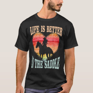 Het leven is beter in het zadel meisje rijden paar t-shirt