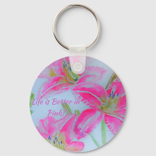 Het leven is beter in roze  meisjes Gift Key Ring Sleutelhanger (Voorkant)