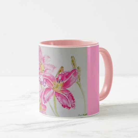 Het leven is beter in roze Mok Lily Flower (Voorkant rechts)