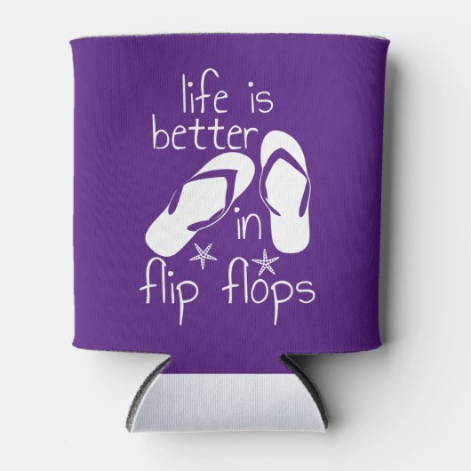 Het leven is beter in Teenslipper Blikjeskoeler (Voorkant)