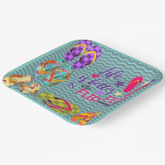 Het leven is beter in Teenslipper Papieren Bordje (Gebogen)